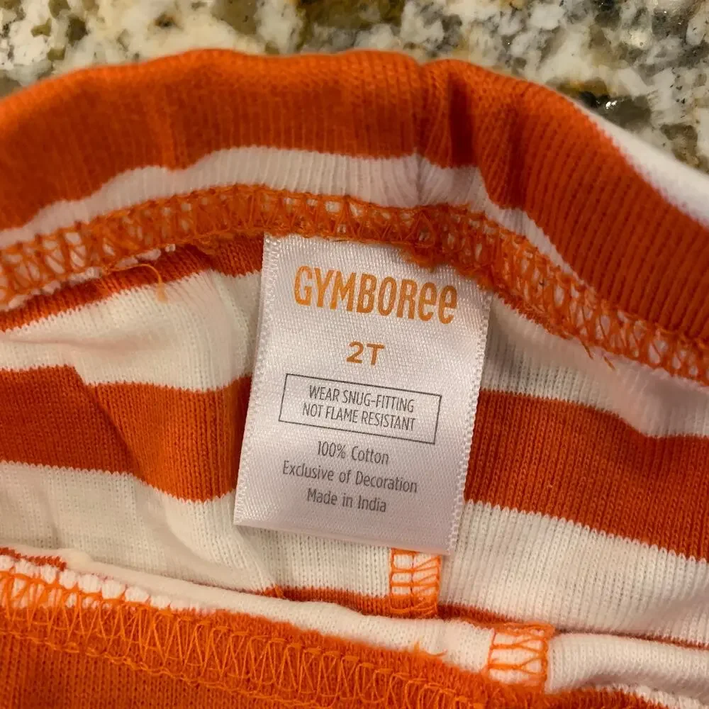**NWT Gymboree Boys Orange & Ivory Lil' Pumpkin Cotton 2-Piece Pajamas